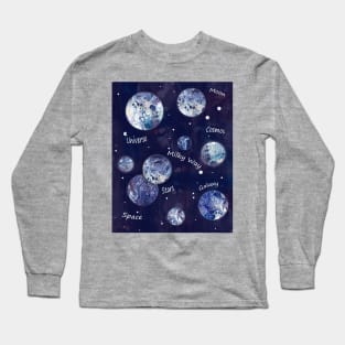Blue cosmos Milky Way with text Long Sleeve T-Shirt